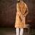 Men mustard silk blend ethnic motifs printed straight kurta with trouser