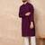 Men purple viscose rayon solid embroidered straight kurta