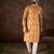 Men mustard silk blend ethnic motifs printed straight kurta with trouser