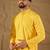 Men yellow viscose rayon solid embroidered straight kurta