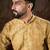 Men mustard silk blend ethnic motifs printed straight kurta with trouser