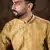 Men mustard silk blend ethnic motifs printed straight kurta with trouser