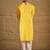 Men yellow viscose rayon solid embroidered straight kurta