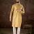 Men mustard silk blend ethnic motifs printed straight kurta with trouser