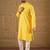 Men yellow viscose rayon solid embroidered straight kurta