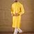 Men yellow viscose rayon solid embroidered straight kurta