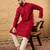 Men maroon rayon blend solid embroidered straight kurta