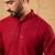 Men maroon rayon blend solid embroidered straight kurta
