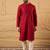 Men maroon rayon blend solid embroidered straight kurta