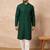 Men green viscose rayon solid embroidered straight kurta