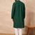 Men green viscose rayon solid embroidered straight kurta