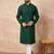 Men green viscose rayon solid embroidered straight kurta