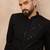 Men black viscose rayon solid embroidered straight kurta