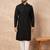 Men black viscose rayon solid embroidered straight kurta