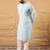 Men blue rayon blend solid embroidered straight kurta