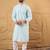 Men blue rayon blend solid embroidered straight kurta