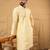 Men yellow rayon blend solid embroidered straight kurta