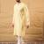 Men yellow rayon blend solid embroidered straight kurta