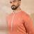 Men peach vartican solid embroidered straight kurta sets