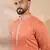 Men peach vartican solid embroidered straight kurta sets