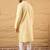 Men yellow rayon blend solid embroidered straight kurta