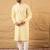 Men yellow rayon blend solid embroidered straight kurta