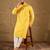 Men yellow viscose rayon solid embroidered straight kurta