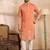 Men peach vartican solid embroidered straight kurta sets