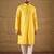 Men yellow viscose rayon solid embroidered straight kurta