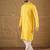 Men yellow viscose rayon solid embroidered straight kurta