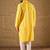 Men yellow viscose rayon solid embroidered straight kurta