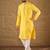Men yellow viscose rayon solid embroidered straight kurta