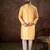 Men yellow silk blend ethnic motifs printed straight kurta with trouser