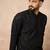 Men black viscose rayon solid embroidered straight kurta