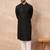 Men black viscose rayon solid embroidered straight kurta