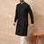 Men black viscose rayon solid embroidered straight kurta