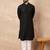 Men black viscose rayon solid embroidered straight kurta