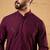 Men purple rayon blend solid embroidered straight kurta