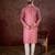 Men pink silk blend ethnic motifs printed straight kurta with trouser