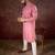 Men pink silk blend ethnic motifs printed straight kurta with trouser