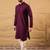 Men purple rayon blend solid embroidered straight kurta