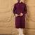 Men purple rayon blend solid embroidered straight kurta