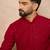 Men maroon viscose rayon solid embroidered straight kurta