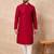 Men maroon viscose rayon solid embroidered straight kurta
