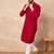 Men maroon viscose rayon solid embroidered straight kurta