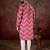 Men magenta silk blend chevron printed straight kurta with trouser