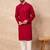 Men maroon viscose rayon solid embroidered straight kurta