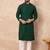 Men green viscose rayon solid embroidered straight kurta