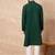 Men green viscose rayon solid embroidered straight kurta