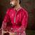 Men pink silk blend solid embroidered straight kurta with trouser